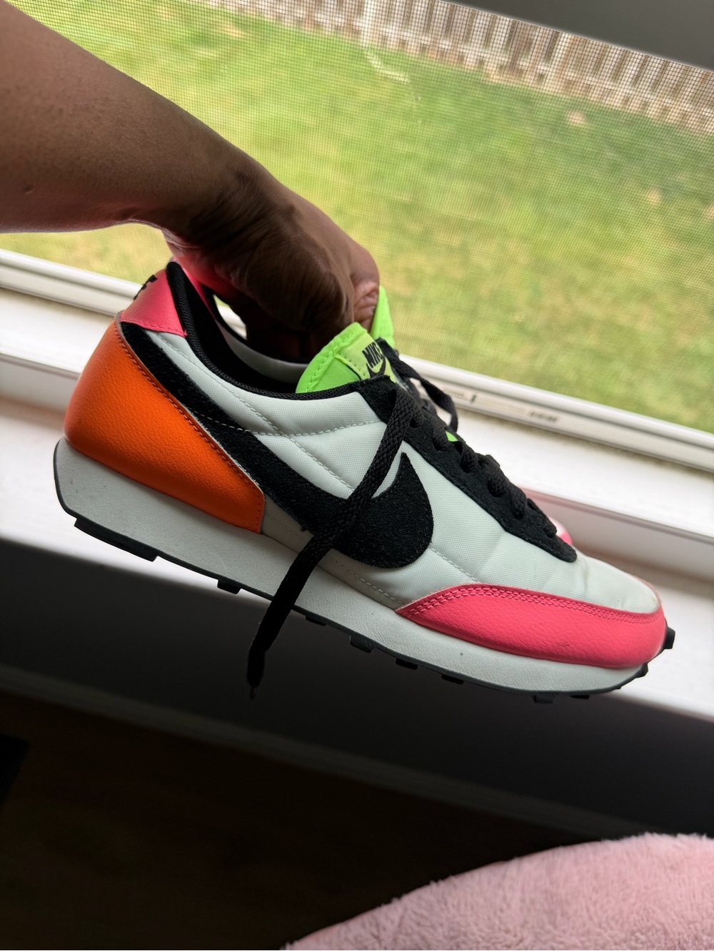 Nike Retro Runner in White, Hot Pink, Orange & Neon Green